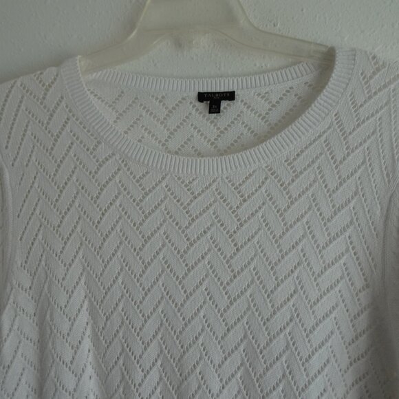 Talbots Open Knit Sweater Women's Plus Size 3X White Linen Blend Pullover - Picture 3 of 6